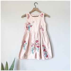 Peek Pink Embroidered Flower & Dragonfly Open Back Bow Dress